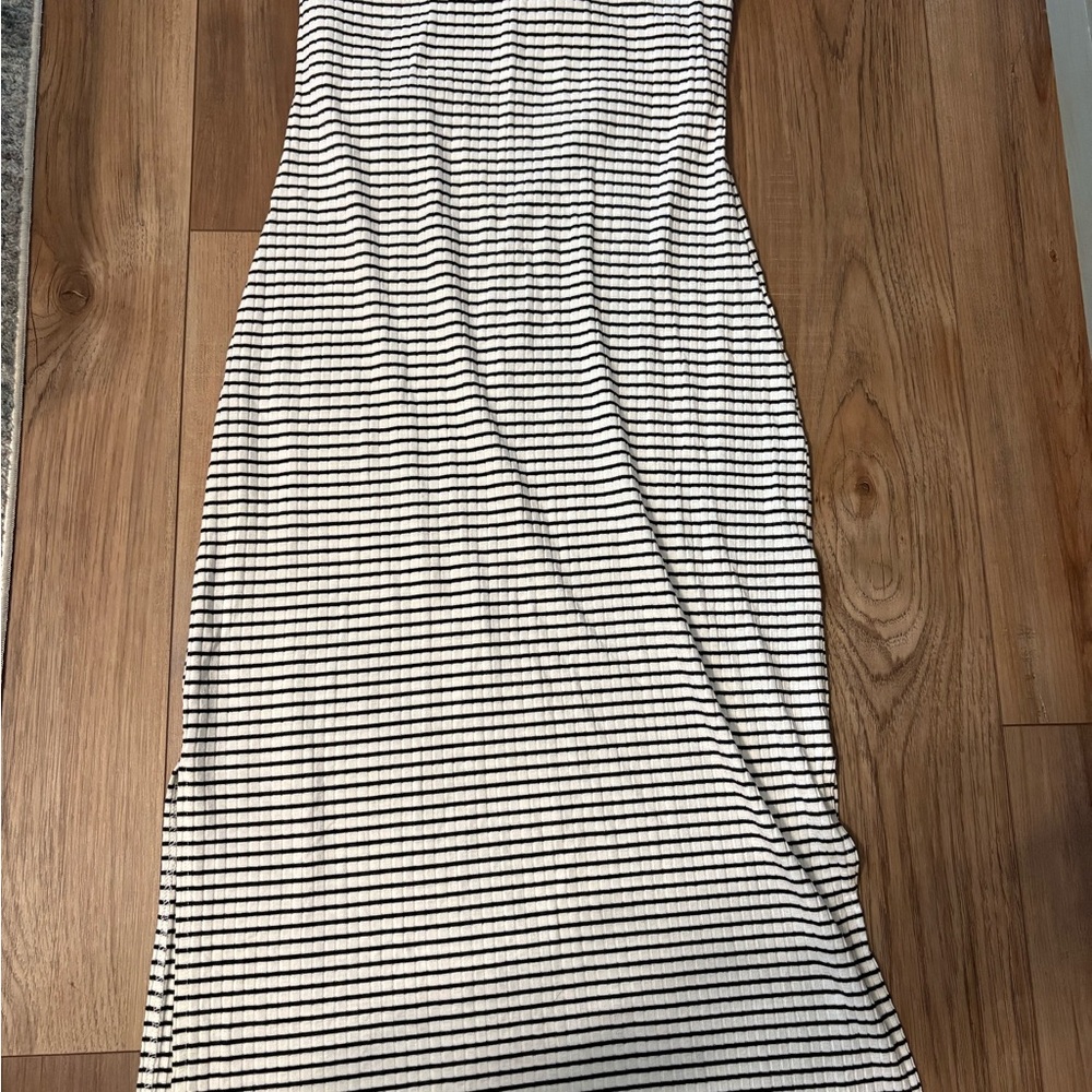 RVCA Black and White Striped Maxi Dress